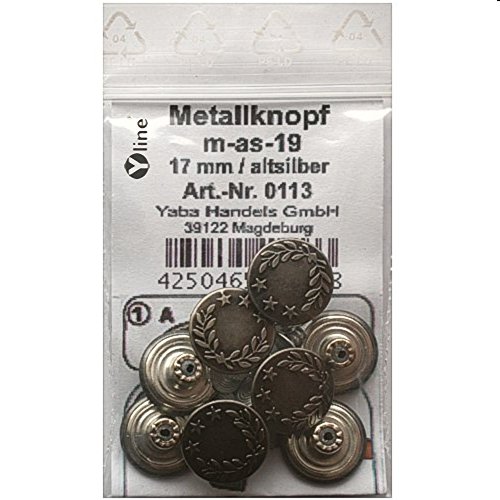8 Stück Metallknöpfe/Jeansknöpfe altsilber nähfrei im Polybeutel. m-as-19 8 Stück Metallknöpfe/Jeansknöpfe altsilber nähfrei im Polybeutel. m-as-19 von Yline