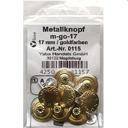 8 Stück Metallknöpfe/Jeansknöpfe goldfarben nähfrei im Polybeutel, m-go-17 von Yline