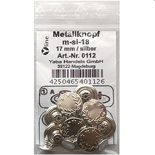 8 Stück Metallknöpfe/Jeansknöpfe silberfarben nähfrei im Polybeutel, m-si-18 8 Stück Metallknöpfe/Jeansknöpfe silberfarben nähfrei im Polybeutel, m-si-18 von Yline