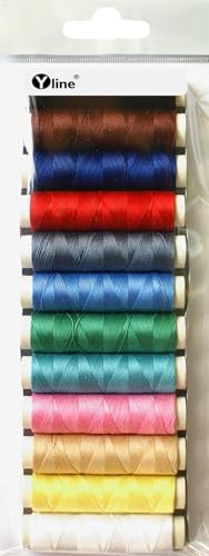Sort. Baumwoll - Obergarn, Nähfaden Ne 50/3, 12 Spulen Garn à 50 m / 12 Farben, Nähgarn für die Nähmaschine, (0,02 € / m), 3223 von Yline