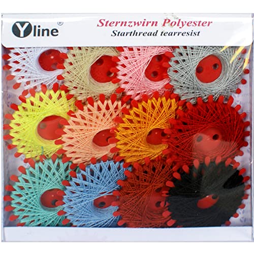 Yline 12er Set Sternzwirn Polyester, Sternchenzwirn bunt/Mode, sl, (0,03 € / m), 0004-fl von Yline