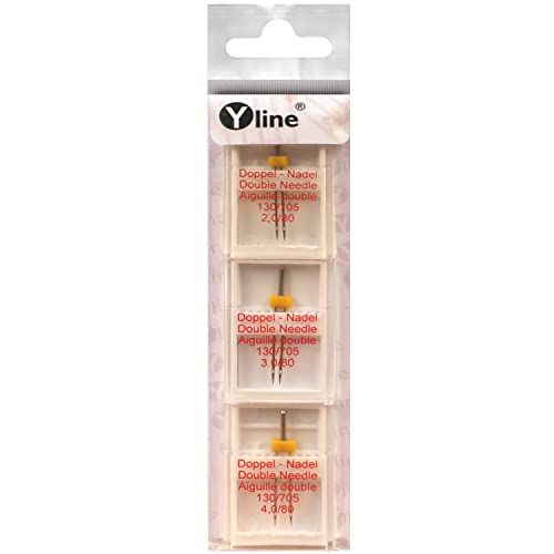 Yline 3er Set Doppel - Nadeln 2,0/80 ; 3,0/80 ; 4,0/80 Flachkolben 130/705 für Nähmaschine, Maschinen Nadeln, Nähmaschinennadeln, E90100 von Yline