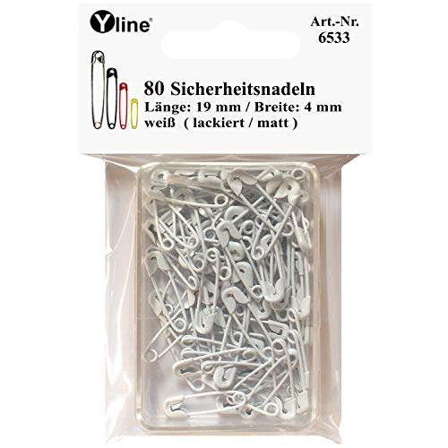 Yline 80 Stück Mini Sicherheitsnadeln 19 mm, klein, weiß, nickelfrei, Nadel Nadeln, 6533 von Yline