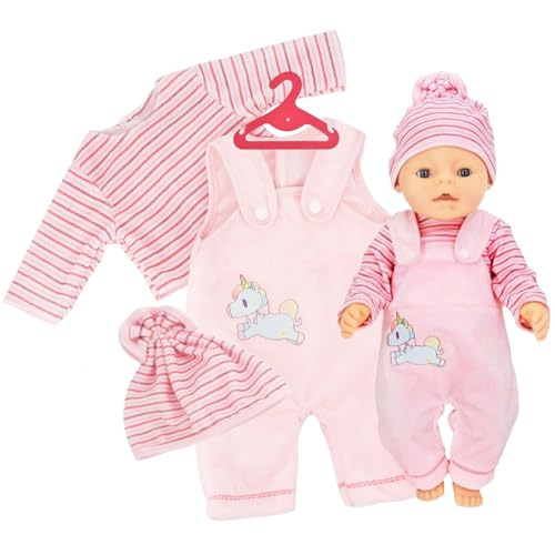 Ylinwtech Puppenkleidungsset,Kleidung Outfits für Baby Puppen, Kleidung Bekleidung Outfits für Baby Puppen,Puppenkleidung = Langarm+Hose+ Hut+Kleiderbügel,für Baby Puppen 35-45cm von Ylinwtech