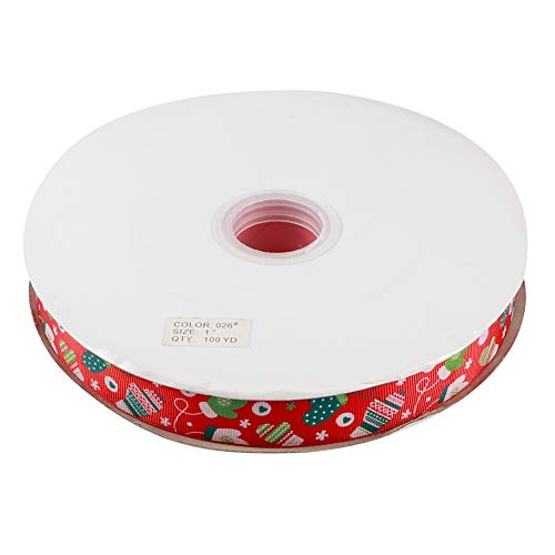 100 Meter Weihnachtsbänder für DIY -Geschenke und Dekorationen Red Christmas Handschuh oder weiße Weihnachtsbaummuster Polyester Seidenmaterial (100 yards/volume) von Ylwxzenith