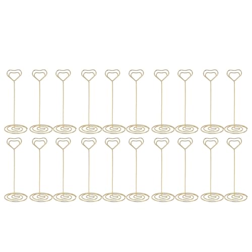 20 Pcs Heart Shaped Table Number Holder 15cm, Stable Iron Place Card Memo Photo Stand for Weddings Birthdays Anniversaries Offices Restaurants (Gold) von Ylwxzenith