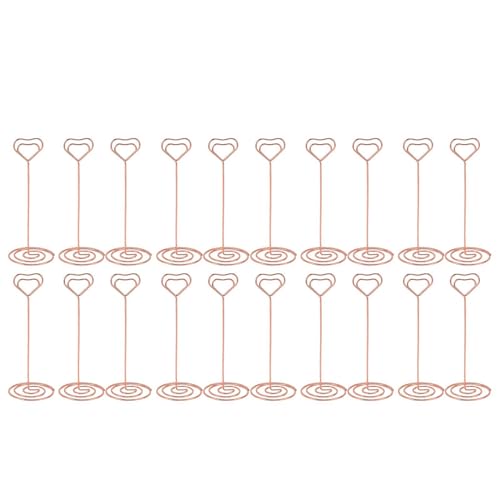 20 Pcs Heart Shaped Table Number Holder 15cm, Stable Iron Place Card Memo Photo Stand for Weddings Birthdays Anniversaries Offices Restaurants (Rose Gold) von Ylwxzenith