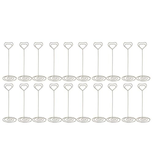 20 Pcs Heart Shaped Table Number Holder 15cm, Stable Iron Place Card Memo Photo Stand for Weddings Birthdays Anniversaries Offices Restaurants (Silver) von Ylwxzenith