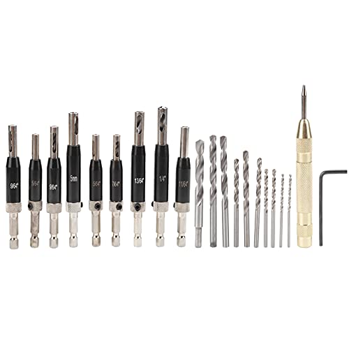 22pcs Scharnierbohrmaschine Bit selbst zentrierende Schlosslochbohrer -Puncher -Werkzeug -Set, Hochaluminium -Legierungsscharnierbohrmaschine, enthält 10 Scharnierbohrer und 10 von Ylwxzenith