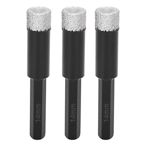 3Pcs Vacuum Brazed s Dry Tile Drill Bits, 14mm Hole Saw Cutter for Marble Granite, No Water Needed, Efficient Dry Drilling for Ceramic Tiles, Quartz Stone, and Hard von Ylwxzenith