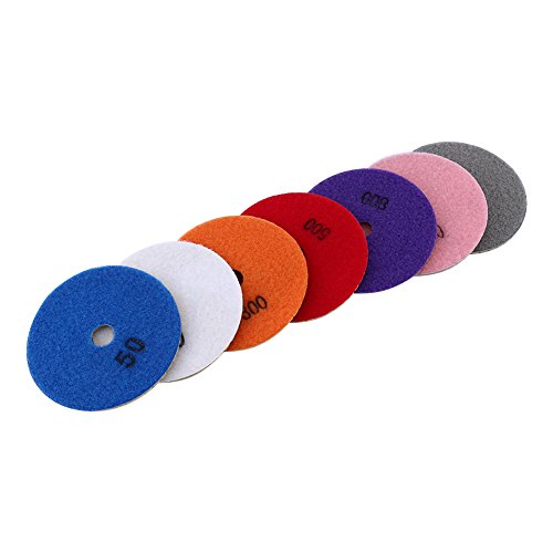 7pcs 100mm Polishing Pads for Granite Marble Concrete, Wet Grinding Discs with Strong Grinding Force, Durable and Long Service Life, Ideal for Stone Polishing von Ylwxzenith