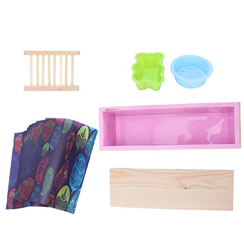 DIY Silicon Seifen Schimmel mit Holzbox Seifen Rackpapierpapier Backvorgänge für Selbststörungen Seifen Kuchen Brot Schokolade (Pink) von Ylwxzenith