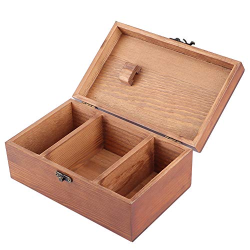 Multifunktions -Vintage -Nähbox, Kiefernholz -Stiftkopf -Kopfgewindespeicherung, DIY -Nähstrickwerkzeug mit Retro -Eisenmuster (Tower empty box) von Ylwxzenith