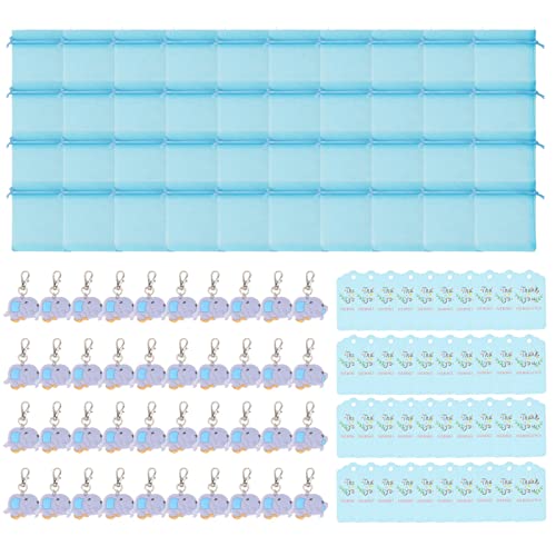 Shower Silicone Key Chains with Kraft Thank You and Organza Bags, Cute Animal Shapes for Theme Party Return Favors (Type C) von Ylwxzenith