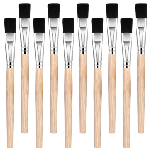 10 Stück Flache Pinsel Klein,Ymapinc Pinselset Acrylfarbe Nylon Künstlerpinsel Acryl Pinsel für Acrylmalerei Ölmalerei Gouachemalerei, Anfängermalerei(12mm) von Ymapinc