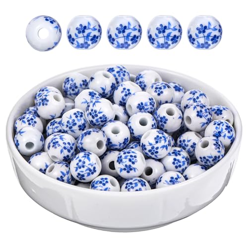Ymapinc 100 Stück Keramikperlen,10 Mm Blaue Und Weiße Porzellan Perlen Beads for Jewellery Making Runde Blaue und Weiße Porzellan Perlen für Armbänder für Bastelarbeiten Halsketten Armbänder Selber Ma Ymapinc 100 Stück Keramikperlen,10 Mm Blaue Und Weiße Porzellan Perlen Beads for Jewellery Making Runde Blaue und Weiße Porzellan Perlen für Armbänder für Bastelarbeiten Halsketten Armbänder Selber Ma von Ymapinc
