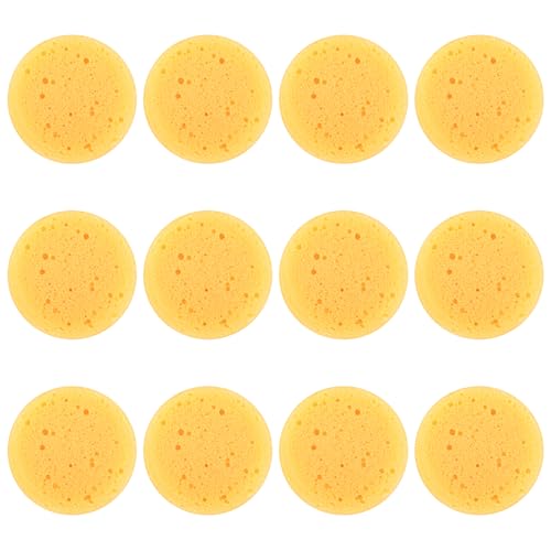 Ymapinc 12 Stück Malschwamm 7 cm Runder Schwamm Küche Putzschwamm,Gelber Saugfähiger Schwämme für Gesichtsbemalung Basteln Aquarellieren Reinigen von Ymapinc