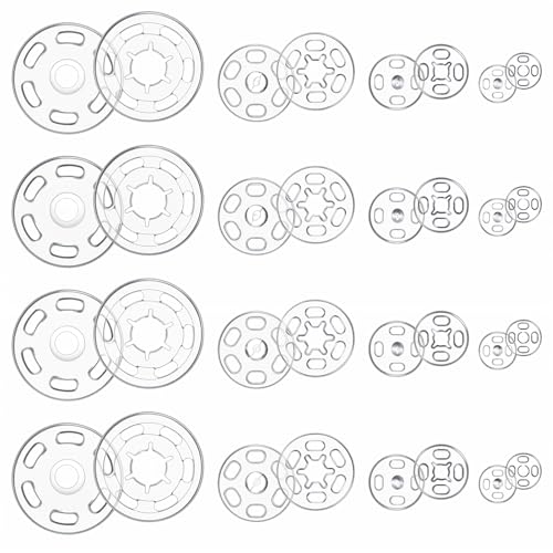 Ymapinc 120 Paar Druckknöpfe Unsichtbare Druckknöpfe zum Annähen Transparente Druckknopf aus Kunststoff für Kleidung DIY-Shirts Kleider(7,5mm,11,5 mm,15 MM,20 MM) von Ymapinc