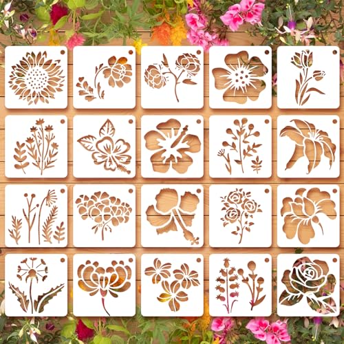 Ymapinc 20 Stück Schablonen Blumen Wildblumen Schablonen wiederverwendbare Kunststoff Malschablonen Schablonen Malen für Bastelarbeiten Möbel Wand Scrapbooking DIY Malerei Holz Möbel Ymapinc 20 Stück Schablonen Blumen Wildblumen Schablonen wiederverwendbare Kunststoff Malschablonen Schablonen Malen für Bastelarbeiten Möbel Wand Scrapbooking DIY Malerei Holz Möbel von Ymapinc