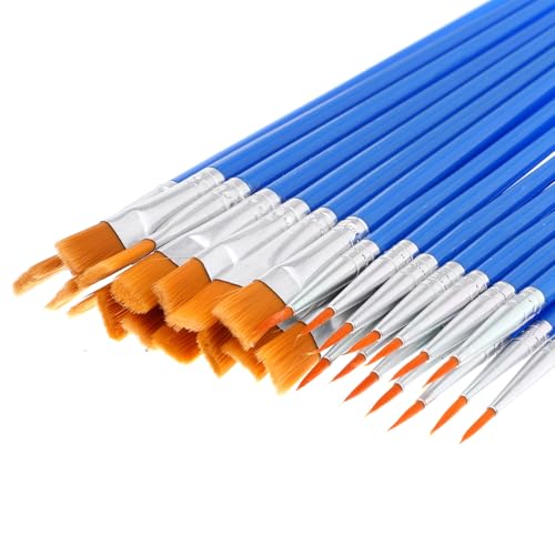 Ymapinc 30 Stück Pinsel Set Blau Nylon Pinselset Präzision Feine Pinsel Künstlerpinsel Hochwertige Aquarellpinselfür Aquarell Acrylmalerei Nagelmalerei (15 Stück Spitz/Flachkopf) von Ymapinc