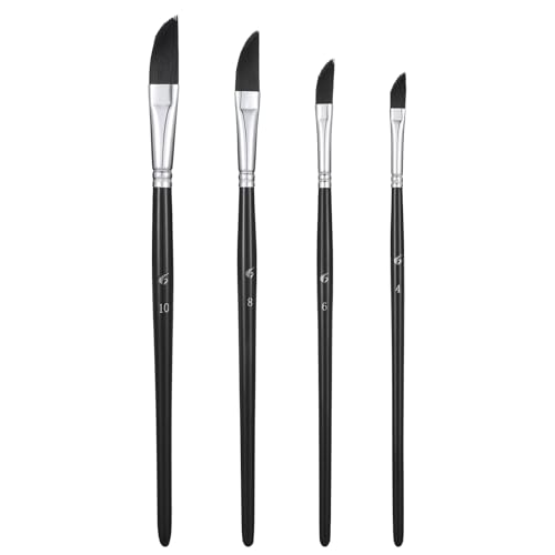 Ymapinc Aquarellpinsel in 4 Größen，Schwarzer Ölfarben Dolchpinsel Aquarellfarben Pinsel Acrylfarbe Ölmalerei Gouachemalerei Professionelles Gouachemalerei Professionelles Detailing Pinsel Set von Ymapinc
