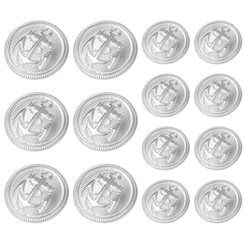 Ymapinc Blazerknöpfe aus Metall, 18 mm, 23 mm, silberfarbene Messingknöpfe für Anzug, Mantel, Uniform, Jacke für Herren, Anzüge, 14 Stück Ymapinc Blazerknöpfe aus Metall, 18 mm, 23 mm, silberfarbene Messingknöpfe für Anzug, Mantel, Uniform, Jacke für Herren, Anzüge, 14 Stück von Ymapinc