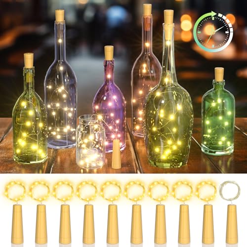 Ymenow Flaschenlicht mit Timer, 10 Stück Flaschenlichterkette Korken 2M 20 LED Kupferdraht Lichterkette Innen Außen für DIY Flaschen Weihnachtsbaum Zimmer Schlafzimmer Bilder Blumen Deko, Warmweiß Ymenow Flaschenlicht mit Timer, 10 Stück Flaschenlichterkette Korken 2M 20 LED Kupferdraht Lichterkette Innen Außen für DIY Flaschen Weihnachtsbaum Zimmer Schlafzimmer Bilder Blumen Deko, Warmweiß von Ymenow