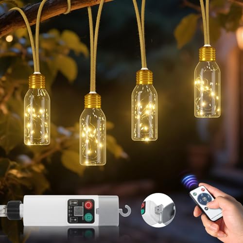 Ymenow LED Lichterkette Außen mit Fernbedienung, 6M USB Aufladbar Flaschenlicht mit Timer, Outdoor Lichterketten Partybeleuchtung für Balkon Camping Garten Party Halloween Weihnachtsdeko Innen von Ymenow