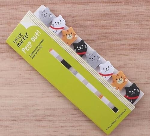 Niedliche Tier-Haftnotizen, Kawaii-Cartoon-Panda/Hund/Katze, selbstklebend, für Büro, Schulbedarf, Notizbücher und Schreibblöcke (Katze), 120 Stück von Ymhapp