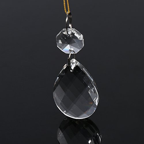 Teardrop Kristall, klarer Kristall Teardrop Kronleuchter Prismen Teile hängen Glas Kristall Anhänger Perlen Girlande für Hochzeitsfeier Herzstück Baum Dekoration von Ymiko