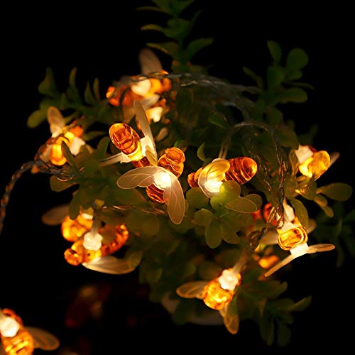 Ymiko 3.94FT Honeybee Fairy Lichterketten, 10 LED Lichterketten Batteriebetriebene wasserdichte Lichterketten für Party, Hochzeit, Weihnachten, Dekoration(1.2M) von Ymiko