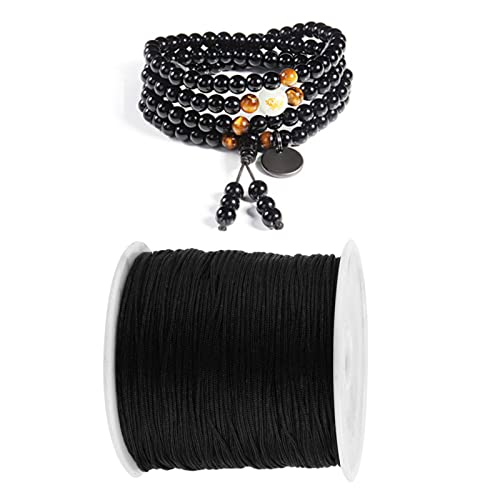 Ymiko Schwarze Schnur für Armband, Nylon Cord 0,8mm, 100M x 0,8 MM Nylonschnur 0.8 mm Schwarz, Nylonseile Schwarz, Selberstricken Chinesische Knotenschnur von Haofy