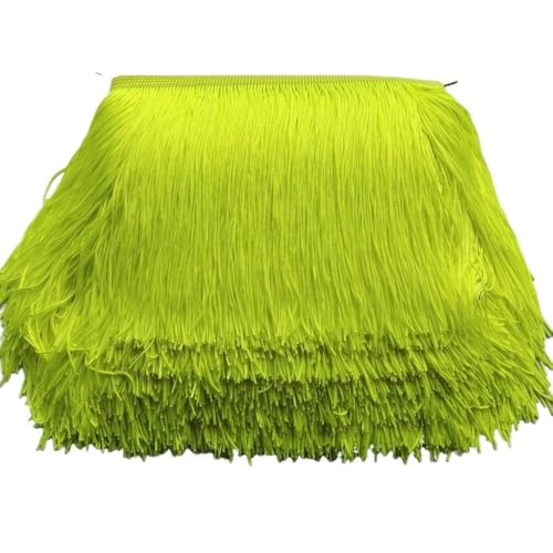 Fransenborte,Fransen 1 Meter, 25 Farben, schöne, 20 cm Lange Spitzenfransenbesatz, Polyester-Quaste, Fransenbesatz, DIY-Lateinamerika-Kleid, Bühnenkleidung, Zubehör(Fluorescent Yellow) von Ymnilian