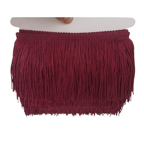 Fransenborte,Fransen 1 Yard/Lot 10 cm Lange Spitze Fransenbesatz Polyester Quaste Fransenbesatz DIY Latin Kleid Bühne Kleiden Zubehör Spitze Band(Red 3) von Ymnilian