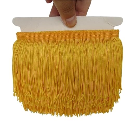 Fransenborte,Fransen 1 Yard/Lot 10 cm Lange Spitze Fransenbesatz Polyester Quaste Fransenbesatz DIY Latin Kleid Bühne Kleiden Zubehör Spitze Band(Yellow) von Ymnilian