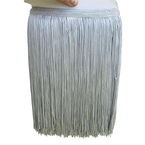 Fransenborte,Fransen 10 Yard/Lot 30 cm Lange Polyester Quaste Afrikanische Spitze Fransenbesatz for Nähen Lateinischen Kleid Bekleidungszubehör Band(Gray,10yards) von Ymnilian