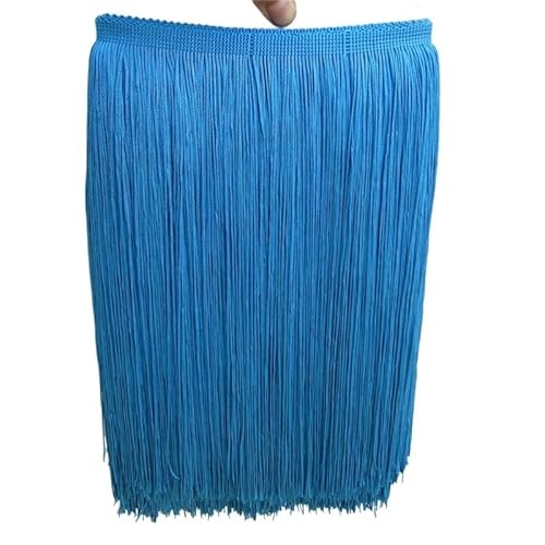 Fransenborte,Fransen 10 Yard/Lot 30 cm Lange Polyester Quaste Afrikanische Spitze Fransenbesatz for Nähen Lateinischen Kleid Bekleidungszubehör Band(Lake Blue,5yards) von Ymnilian