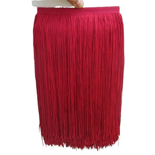 Fransenborte,Fransen 10 Yard/Lot 30 cm Lange Polyester Quaste Afrikanische Spitze Fransenbesatz for Nähen Lateinischen Kleid Bekleidungszubehör Band(Wine red,10yards) von Ymnilian