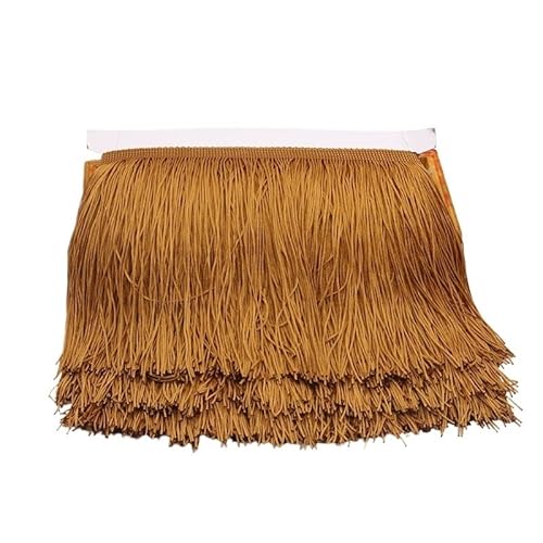 Fransenborte,Fransen 20 cm lange Fransen-Spitzenquaste, Polyester-Spitzenbesatz, Band for Nähen von lateinamerikanischen Kleidern, Bühnenbekleidung, Vorhängen, DIY-Nähzubehör(Dark brown,5yard) von Ymnilian