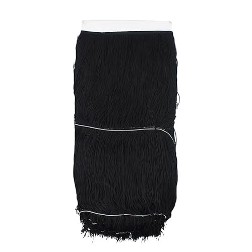 Ymnilian Fransenborte,Fransen 1/2/5 m, 50 cm, Polyester-Quastenfransenbesatz, Bunte Lange Quasten, Besatz for Bühnenkleidung, lateinamerikanisches Tanzkleid, Spitzen-Nähzubehör(Black,1Meter) von Ymnilian