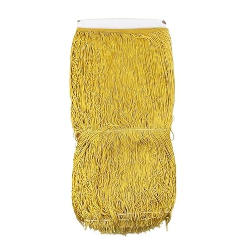 Ymnilian Fransenborte,Fransen 1/2/5 m, 50 cm, Polyester-Quastenfransenbesatz, Bunte Lange Quasten, Besatz for Bühnenkleidung, lateinamerikanisches Tanzkleid, Spitzen-Nähzubehör(Gold,5Meters) von Ymnilian