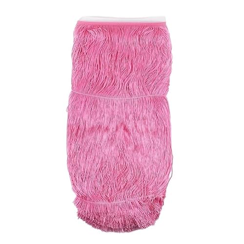 Ymnilian Fransenborte,Fransen 1/2/5 m, 50 cm, Polyester-Quastenfransenbesatz, Bunte Lange Quasten, Besatz for Bühnenkleidung, lateinamerikanisches Tanzkleid, Spitzen-Nähzubehör(Pink,5Meters) von Ymnilian