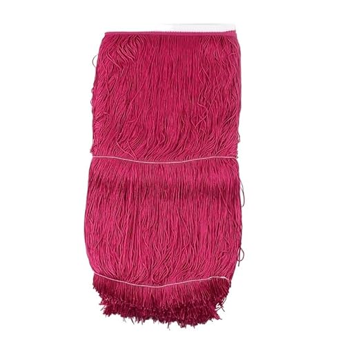 Ymnilian Fransenborte,Fransen 1/2/5 m, 50 cm, Polyester-Quastenfransenbesatz, Bunte Lange Quasten, Besatz for Bühnenkleidung, lateinamerikanisches Tanzkleid, Spitzen-Nähzubehör(Rosered,2Meters) von Ymnilian