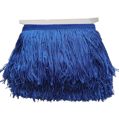 Ymnilian Fransenborte,Fransen 1 Meter, 25 Farben, schöne, 20 cm Lange Spitzenfransenbesatz, Polyester-Quaste, Fransenbesatz, DIY-Lateinamerika-Kleid, Bühnenkleidung, Zubehör(Blue) von Ymnilian