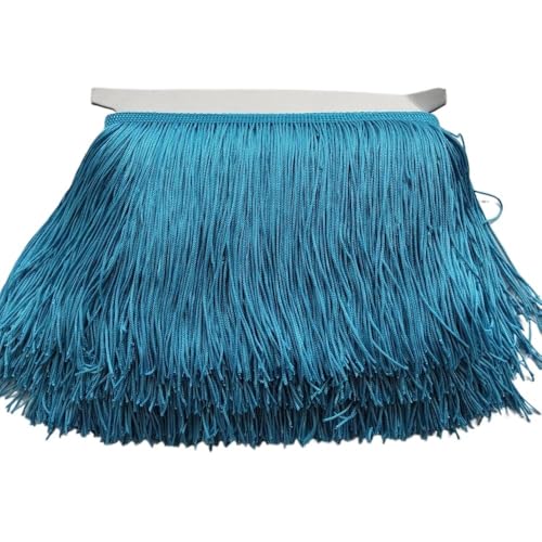 Ymnilian Fransenborte,Fransen 1 Meter, 25 Farben, schöne, 20 cm Lange Spitzenfransenbesatz, Polyester-Quaste, Fransenbesatz, DIY-Lateinamerika-Kleid, Bühnenkleidung, Zubehör(Sky Blue) von Ymnilian