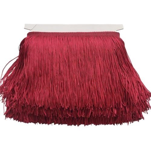 Ymnilian Fransenborte,Fransen 1 Meter, 25 Farben, schöne, 20 cm Lange Spitzenfransenbesatz, Polyester-Quaste, Fransenbesatz, DIY-Lateinamerika-Kleid, Bühnenkleidung, Zubehör(Wine Red) von Ymnilian