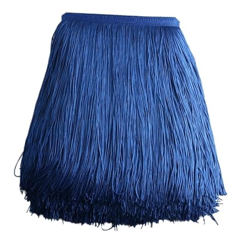 Ymnilian Fransenborte,Fransen 1 Meter/los 30 cm Lange Fransen Spitze Quaste Polyester Spitze Trim Band Latin Dance Rock Vorhang Fransen for Nähen(Blue) von Ymnilian