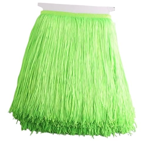 Ymnilian Fransenborte,Fransen 1 Meter/los 30 cm Lange Fransen Spitze Quaste Polyester Spitze Trim Band Latin Dance Rock Vorhang Fransen for Nähen(Fluorescent Green) von Ymnilian