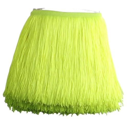 Ymnilian Fransenborte,Fransen 1 Meter/los 30 cm Lange Fransen Spitze Quaste Polyester Spitze Trim Band Latin Dance Rock Vorhang Fransen for Nähen(Fluorescent Yellow) von Ymnilian