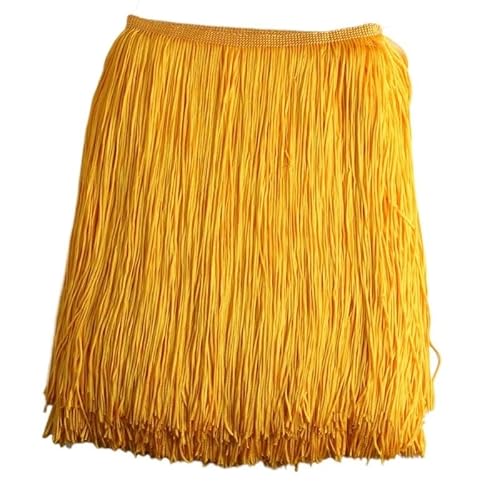 Ymnilian Fransenborte,Fransen 1 Meter/los 30 cm Lange Fransen Spitze Quaste Polyester Spitze Trim Band Latin Dance Rock Vorhang Fransen for Nähen(Gold) von Ymnilian